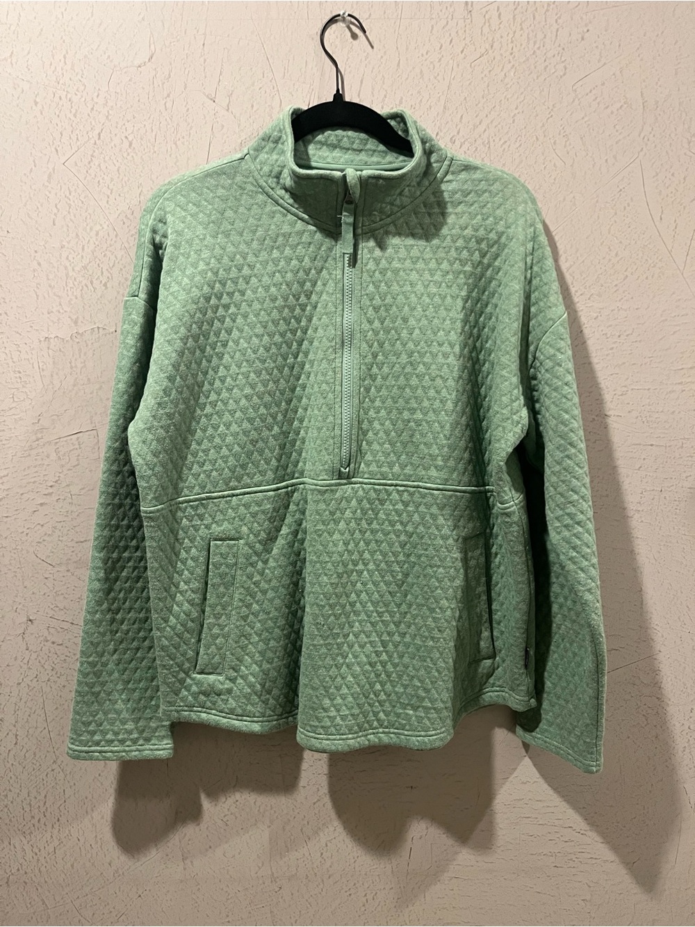 Eddie Bauer Heathered Sage Green Quilted Half-Zip Pullover